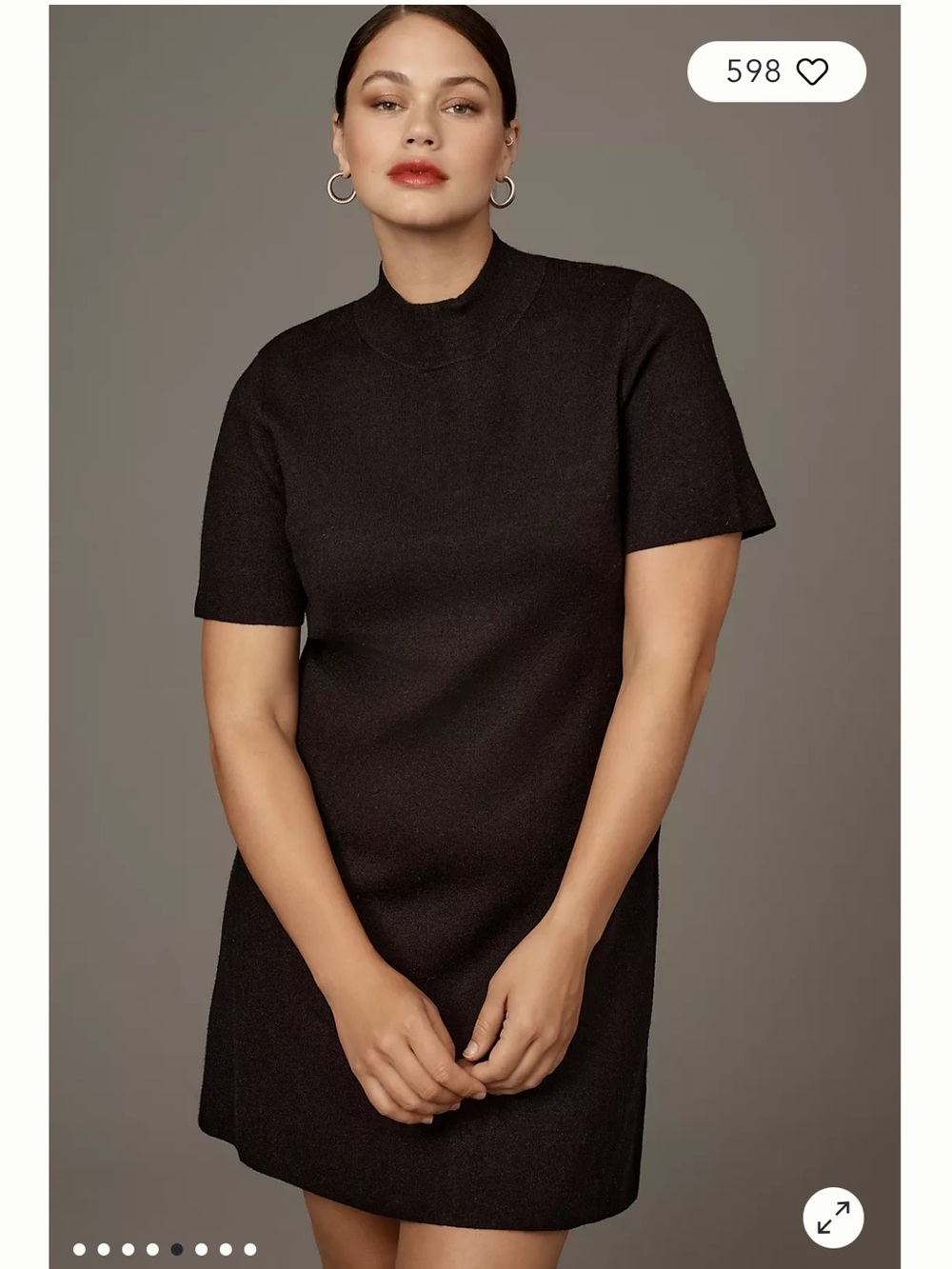 By Anthropologie Mock-Neck Short-Sleeve Mini Shift Dress
